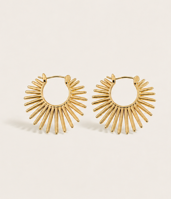 Herald of Light Golden Sunburst Hoop Earrings Mirror Edition