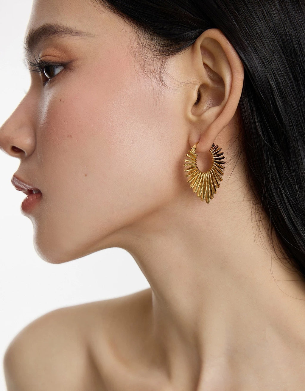 Herald of Light Golden Sunburst Hoop Earrings