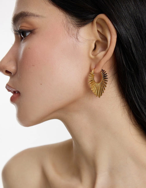 Herald of Light Golden Sunburst Hoop Earrings