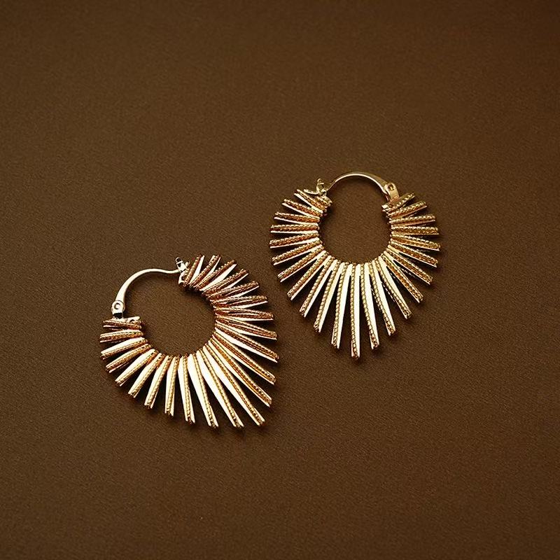 Herald of Light Golden Sunburst Hoop Earrings