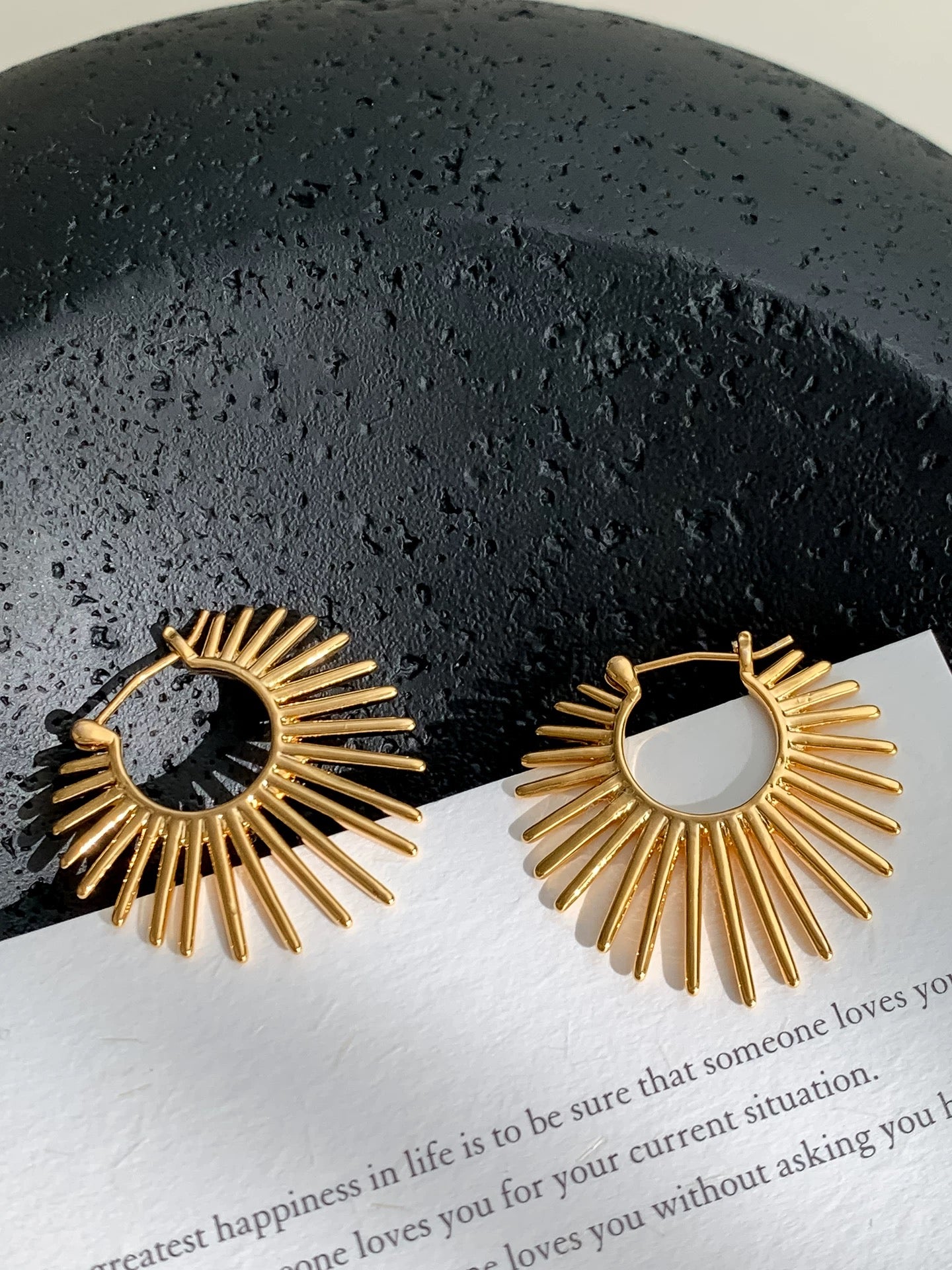 Herald of Light Golden Sunburst Hoop Earrings Mirror Edition